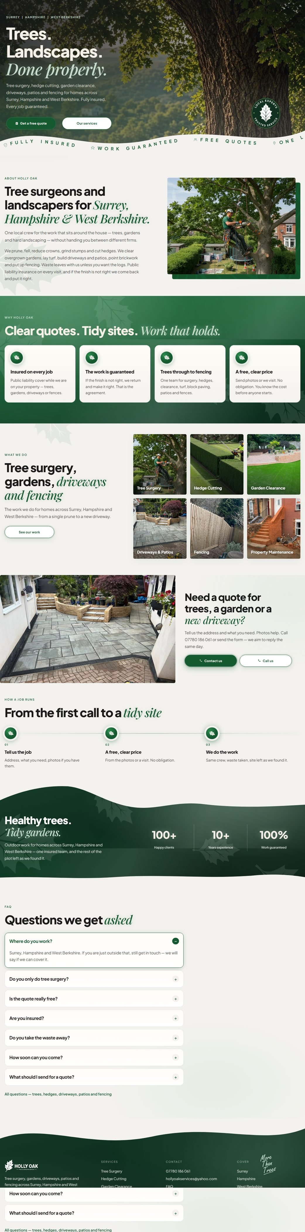 Holly Oak Services website screenshot